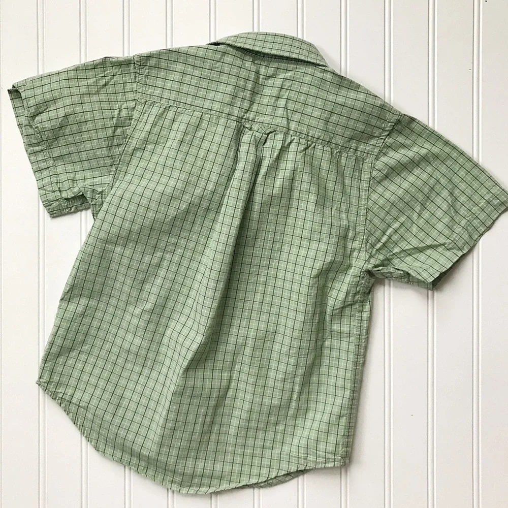 •Children’s Place• green plaid poplin shirt